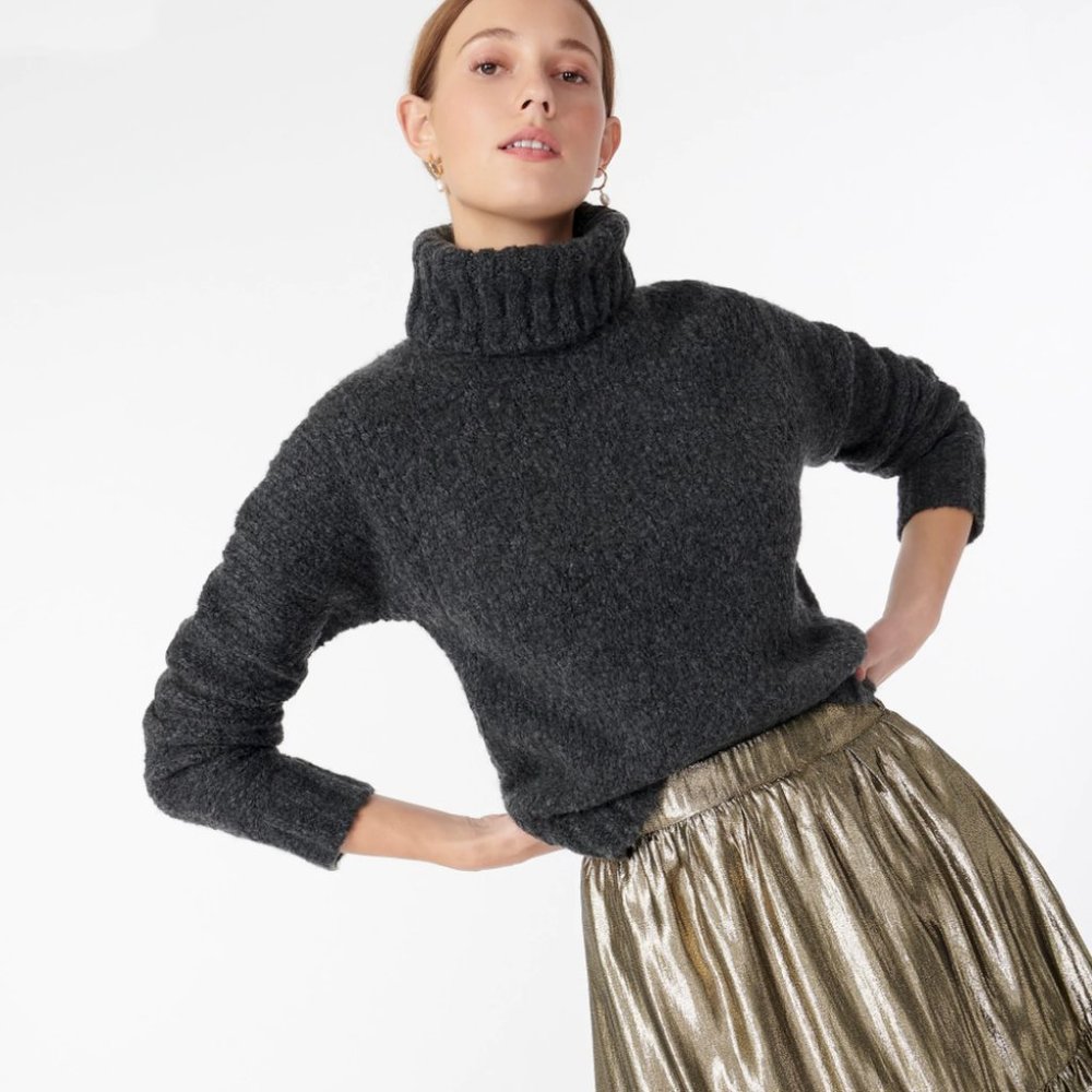 J. Crew Swingy Alpaca-blend Turtleneck Sweater Hea